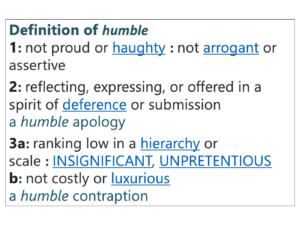 The definition of "humble" with three contradictory uses