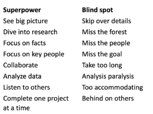 Blue Fjord Leadership diagram of top skills that engineers have and the blind spots they create